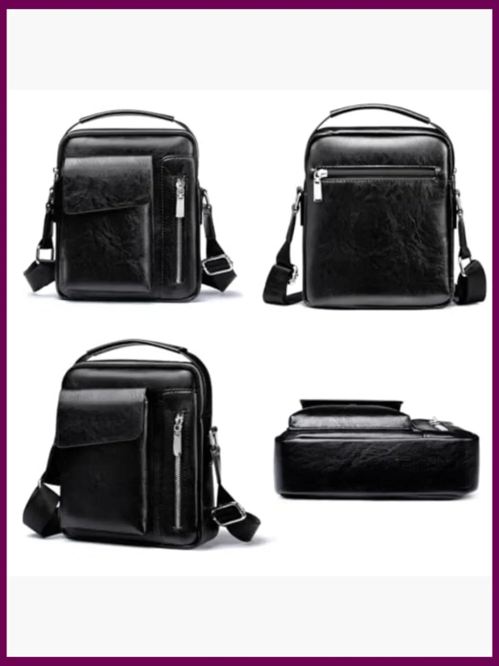 Vintage PU Leather Messenger Bag Crossbody Satchel Pouch